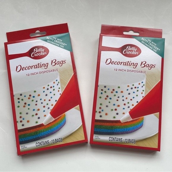 Disposable Decorating Bags by Betty Crocker 12”- 2 Boxes 24 Bags Total - Picture 1 of 4
